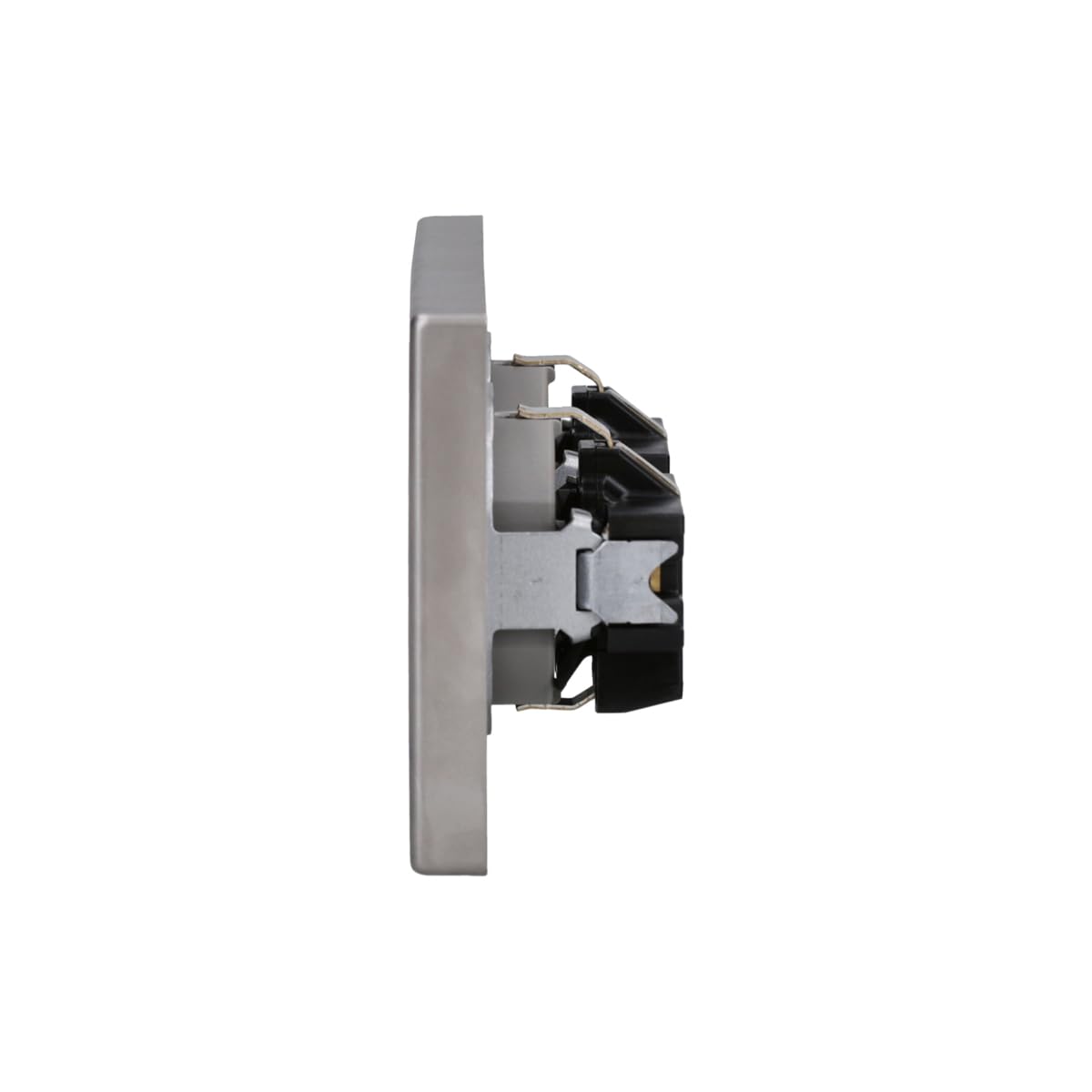 JUNG Serie LS 2x SCHUKO Steckdose Set Edelstahl | mit 2x ES1520 SCHUKO Steckdose, ES2982 Rahmen 2-fach
