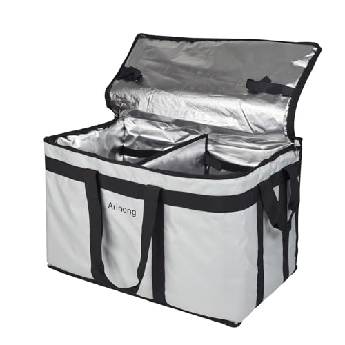 Arineng Food Delivery Isolierte Tasche, isolierte Tasche für kalte Mahlzeiten, integrierte Bodenplatte, für heiße und kalte Speisen, kommerzielle Gastronomie, Transport – 58,4 x 35,6 x 38,1 cm