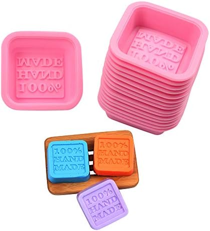 COOKNBAKE Silicone Mould for 100% Handmade Soap Mould DIY Soap Mould Craft Art Soap Making Moulds Square Shape Set of 15