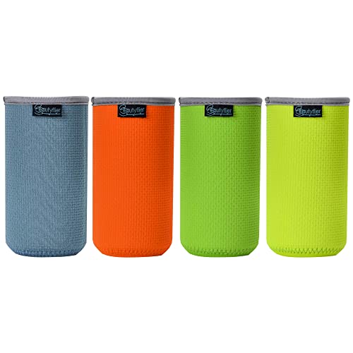 Beautyflier Pack of 4 Anti-Slip Embossed Neoprene Bottle Insulator Sleeve Thick Collapsible Drink Can Sleeve Cover For Camping Party (16oz)