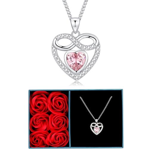 TIZU Rosa Eterna Collar con Caja de Regalo,Collares Mujer Amor