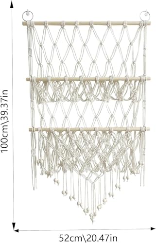 Image of Waterlily House - Organizer Mesh, Bohemian Net Organizer, Stuffed, Toy Storage Hammock, Rainbow Stuffed Animal Hammock Macrame for Toy Storage. (Offwhite - Two Layer)