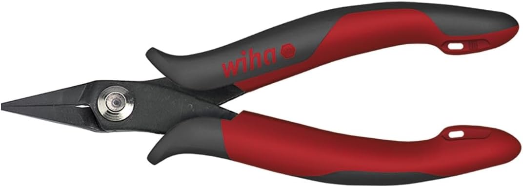 Wiha Electronic Long Nose Pliers with Narrow Short Head/Insulated Pliers with Non-Angled Jaws without Opening Spring / 135 mm