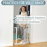IB STYLE Treppenschutzgitter für Babys Berrin 150-160 cm - Türschutzgitter, Hundeabsperrgitter aus Metall, Einfache Montage, Ohne Bohren, Weiß
