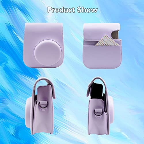 Fuji Instax Mini 11 Case, Muziri Kinokoo Protective Case For Fujifilm Instax Mini 11 Bag Cute Color Carrying Bag Pu Leather Case With Photo Stickers (Purple A) #TOP3