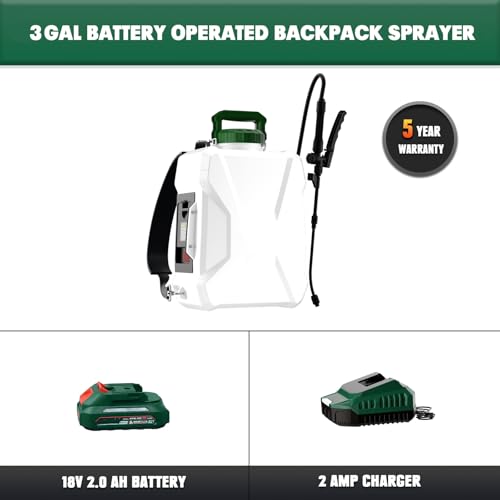 3Gallon Lawn Garden Sprayer Compatible with Makita 18V Battery, Backpack Pump Sprayer w/ 2.0Ah Battery, Translucent Water Tank, Adjustable Pressure, for Spraying Plants, Watering, Weeds, Cleaning