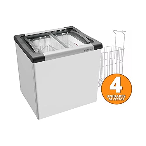 Kit - Freezer Horizontal Tampa de Vidro 144 litros Nf20 Metalfrio 127V + 4 Cestos Nextgen Branco