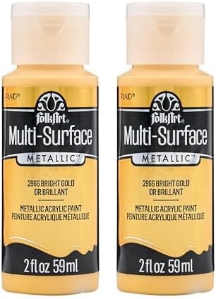 FolkArt multisurface metallic paint, 2 oz, Bright Gold (Pack of 2)