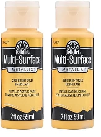 FolkArt multisurface metallic paint, 2 oz, Bright Gold (Pack of 2)