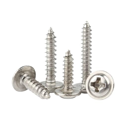 QASTGDE M1.4 .7 M2 .3 .6 M3 M4 304�X�e�����X�| �N���X�t�B���b�v�X�ی^�Ȃד� ���b�V���[�J���[�t�� �Z���t�^�b�s���O�؃l�W(25mm,M4 x 50pcs)