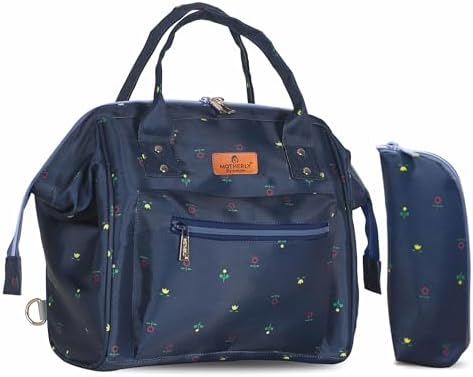 Motherly Mini Diaper Bag for Mothers for Travel, Small Maternity Handbag for Newborn Baby, Mothers Travelling Bag, Multiple Pockets Water Resistant Baby Bag, Hospital Bag for Moms(Blue Flower)