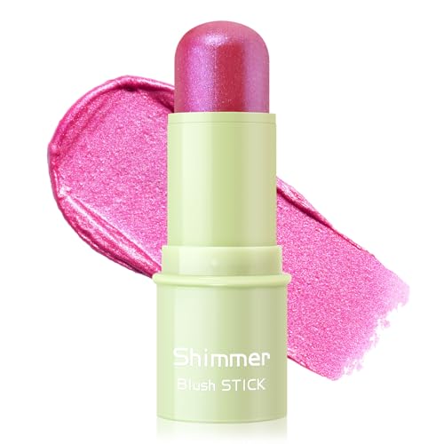 Boobeen Crema Trucco Blush in Stick Scintillante per le Guance, Luminoso Trucco Leggero Impermeabile Bacchetta per Fard, Facile da Sfumare