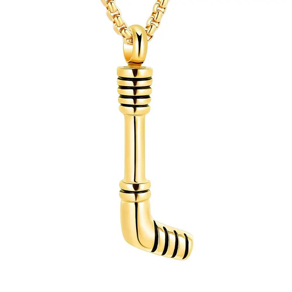 Pendentif pour cendres hockey doré en acier 316L haute résistance et finition miroir