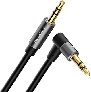 deleyCON jack 3,0m audio stereo kabel AUX kabel jack 3,5mm kabel audio wtyczka kątowa metalowa wtyczka telefon komórkowy smartfon tablet słuchawki odbiornik HiFi (bardzo cienki i elastyczny)