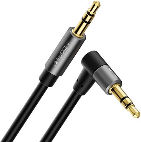 deleyCON jack 3,0m audio stereo kabel AUX kabel jack 3,5mm kabel audio wtyczka kątowa metalowa wtyczka telefon komórkowy smartfon tablet słuchawki odbiornik HiFi (bardzo cienki i elastyczny)