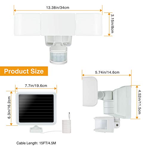 SOLLA 2000LM Solar LED Security Light Outdoor Motion Sensor, Super Bright Solar Flood Lights, 5000K, IP65 Waterproof Exterior Light with 3 Adjustable Head for Yard, Patio, Garage