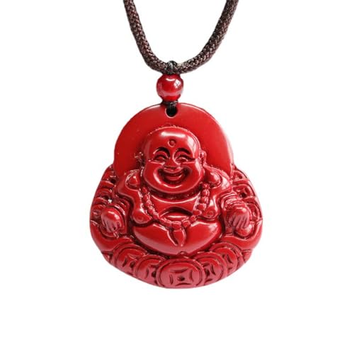 Pendentif Bouddha anti-stress en cinabre naturel et jade pour femme