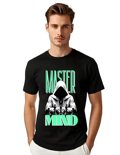 Image of Mastermind Printed T-Shirt for Men | 180 GSM Cotton Blend Men's Tshirt | Regular Fit Half Sleeve Round Neck Printed t-Shirt | Graphic T-Shirt for Men