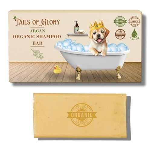 Barre de Shampoing Chiens & Chiots Peau Sensible à l’Huile d’Argan – Shampooing Chien Vegan, Naturel & Cruelty Free, Nourrissant & Doux, Anti...