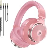 syndesmos Wired Over Ear Headphones, Studio Monitor & Mixing DJ Headphones with 50mm Neodymium Drivers and 1/4 to 3.5mm Jack for Guitar AMP Podcast Piano Keyboard, Pink