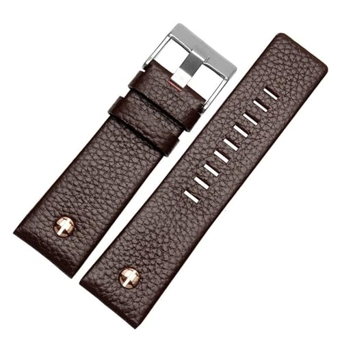 Bracelet de montre Diesel compatible 28mm cuir noir rivets DZ7314