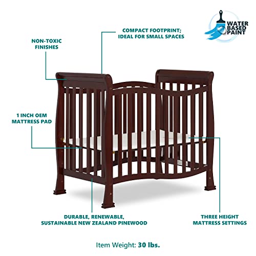 Dream On Me Violet 4-In-1 Convertible Mini Crib In Espresso, Greenguard Gold Certified, Jpma Certified, 3 Position Mattress Height Settings, Non-Toxic Finish #TOP4