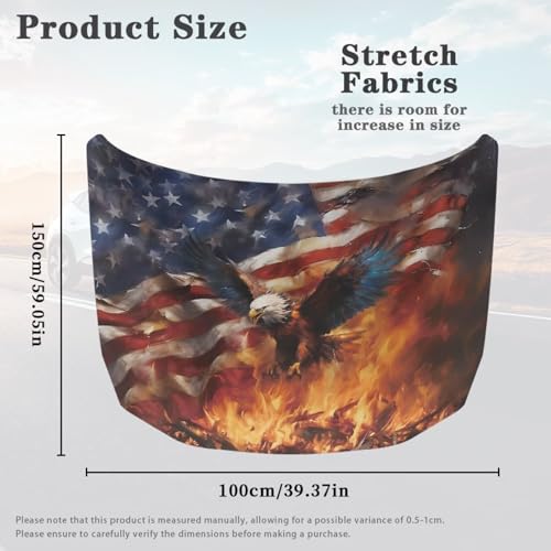 Image of Renewold Car Front Hood Cover Sedan SUV Small Truck Auto Hood Wrap Blanket Eagle American Flag Flame Fashion Automotive Exterior Accessories Xmas Indoor Outdoor Decor All Season