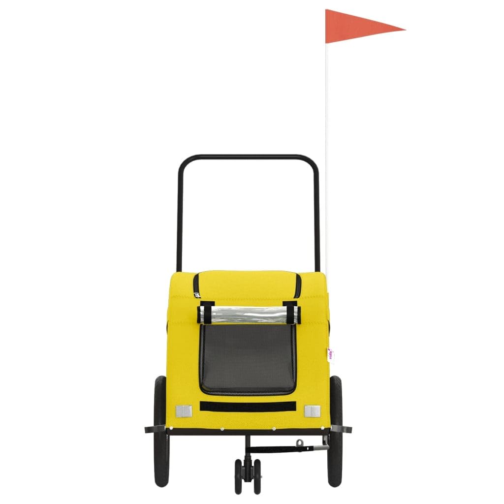 Fahrradanhänger Hundebuggy Gelb Oxford-Gewebe Eisen Rahmen mit PVC Dach, 137 x 68 x 72 cm, 45 kg, für Fahrrad und Tiertransport