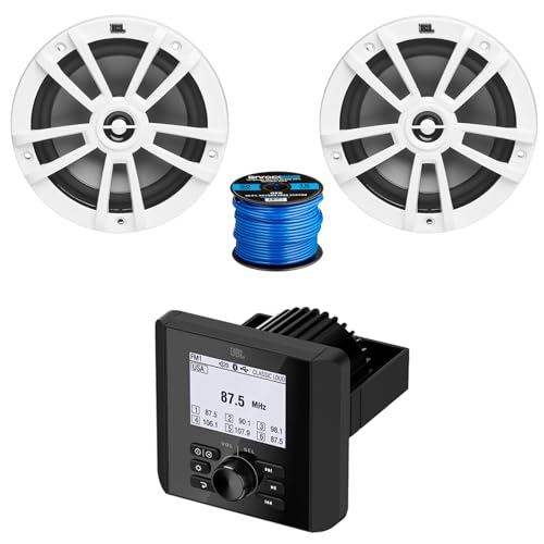 Bluetooth AM/FM Radio IP66 Multi-Element Digital Media Marine Audio Receiver Bundle Combo with 1 Pair (Qty 2) of 6.5