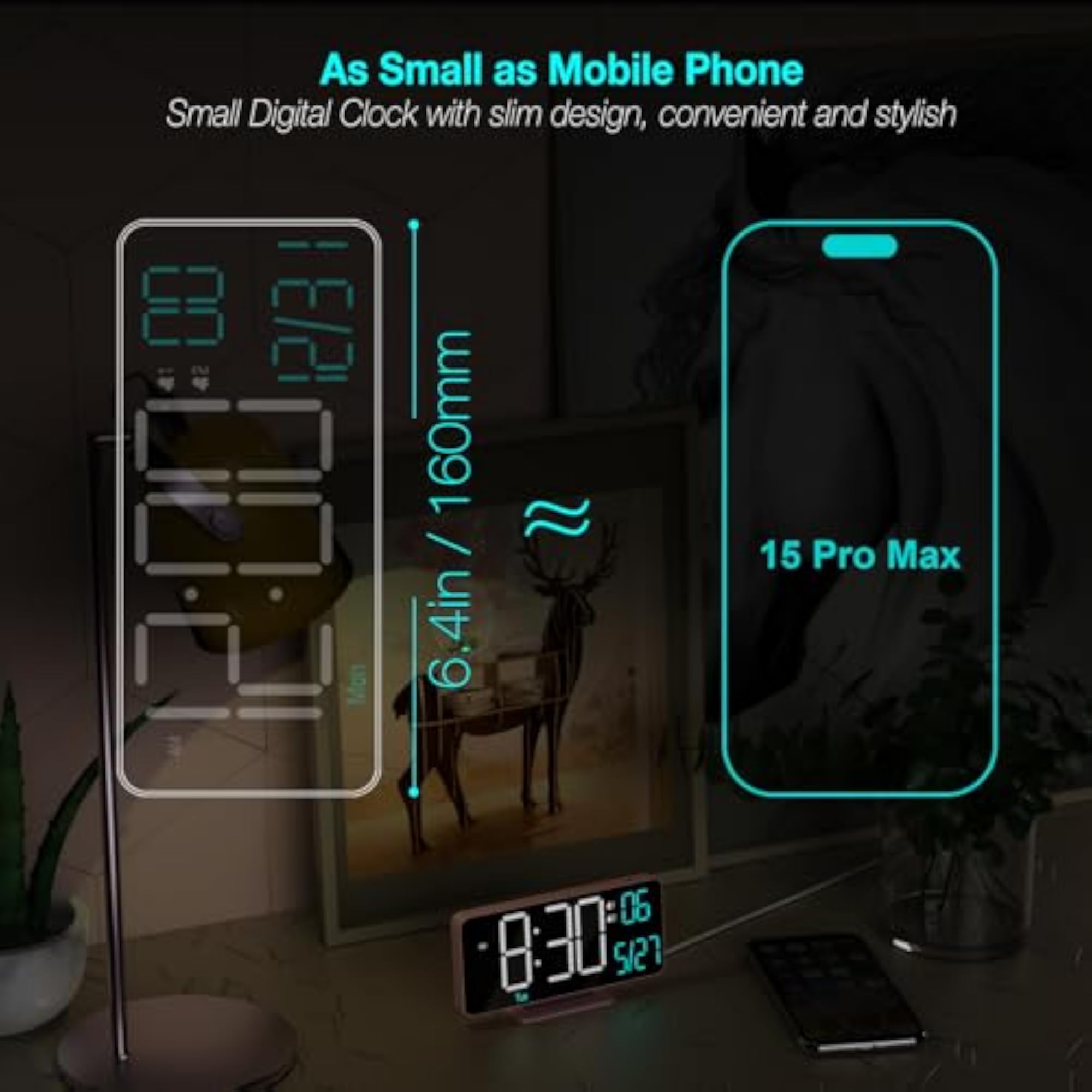 6.7 Inch Digital Alarm Clock with Auto Dimming