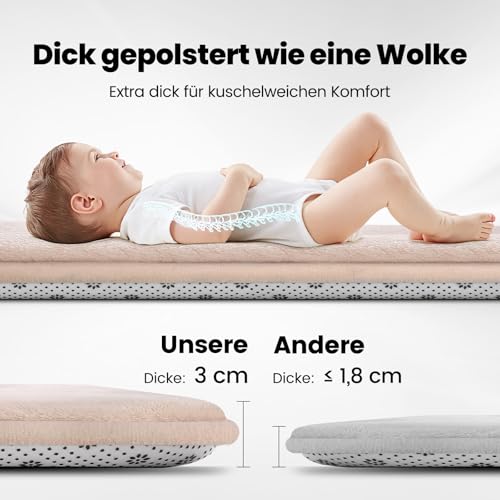 Tuocal Krabbelmatte Baby Spielmatte 127x127x3cm krabbeldecke, Beige – Ansicht 3