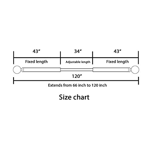 H.versailtex Window Curtain Rods For Windows 66 To 120 Inches Adjustable Decorative 3/4 Inch Diameter Standard Single Window Curtain Rod Set With Sparkling Mosaic Finials, Nickel #TOP6