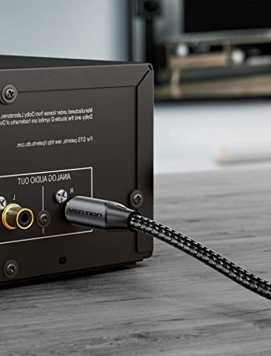 Vention Digital Optical Audio Cable Nylon Braided Fiber, Slim Metal Case, Gold Plated Plug, 6.6 Ft Toslink Fiber Optic Audio Cable For Sound Bar Tv Ps4 Samsung Vizio Bose Lg #TOP5