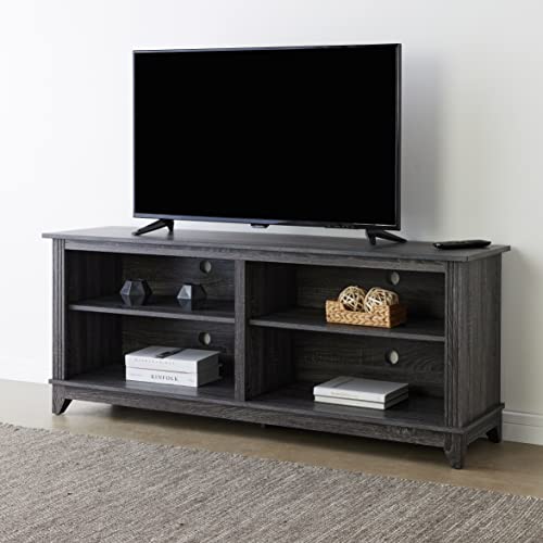 ROCKPOINT 58inch TV Stand Media Console for TV’s up to 65 Inches, Home Living Room Storage Console, Entertainment Center with 4 Open Storage Shelves, Modern TV Console Table (Charcoal) - Thumbnail 6