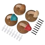Set di 4 ganci decorativi a forma di fungo, organizer da parete in legno massello per cucina e bagno, robusto gancio in legno di faggio e canfora per asciugamani, facile da installare con viti incluse