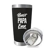 SassyCups Best Papa Ever | 20 Ounce Engraved Black Stainless Steel Insulated Travel Mug | Happy Birthday Papa | New Papa Tumbler | Pop Again | Poppy Tumbler | New Pawpaw Cup | Papa Coffee Travel Mug