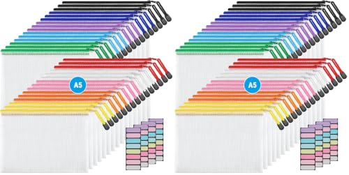 Image of JARLINK A5 Mesh Zipper Pouches, 6x9inch Pencil Pouches for School, 60 Pack