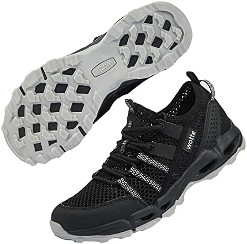 MAINCH Women's Hiking Water Shoes Quick Dry Outdoor Sport Sneakers (Black, Size 9)