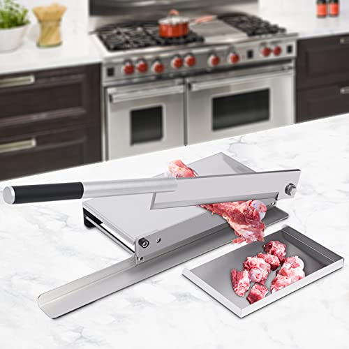 Hteedy Manual Meat Bone Cutter, Heavy Duty Manual Meat Bone Cutter Chopper Chicken Cutting Machine with Blade, Kitchen Meat Slicer Machine for Pig Feet, Beef Ribs