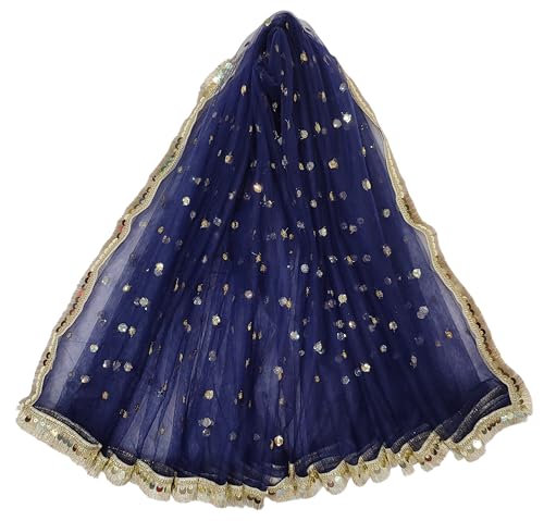 Image of Navti Creations Women's Lightweight Net Dupatta With Sequence Embroidery & Kiran Border (Length 2.25m)