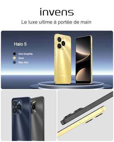 invens Halo5 Smartphone Android Pas Cher, Téléphone Portable Sans Forfait, Grand Écran 6,52" HD+, 16MP+8MP Telephone Portable Batterie 5000mAh, 7(4+3) Go RAM 64 Go(TF 256 Go)ROM, Daul SIM/OTG/FACE ID – vue 9