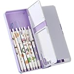 Senshuomy Large Capacity Pencil Case,Foldable Pencil Box with 2 Compartments,Stationery Storage Organiser for Teen Girls Boys Adults,Office School Supply for Students (Purple)