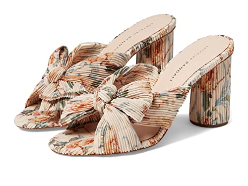 Loeffler Randall Penny Pleated Knot Mule Cream Botanical Floral 8.5 B (M) #TOP1