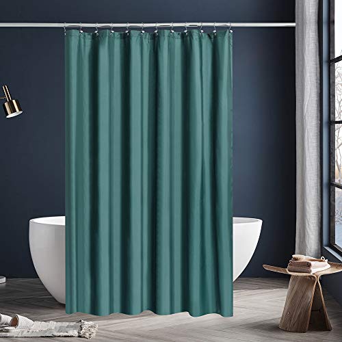 Image of N&Y HOME Fabric Shower Curtain or Liner with Magnets, Teal | Hotel Quality, Machine Washable, Water Repellent, Standard Size