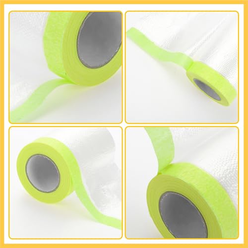 Image of 1 Pcs Universal Pre-Taped Masking Film Plastic Cover PE Film Paper White Green 55x2000cm / 65.62ftx21.65 inch Auto Replacement Parts