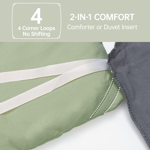 Image of MUXHOMO Green Oversized Queen Comforter Sets, All Season Ultra Soft Down Alternative Bedding - 3 Piece Lightweight Bed Set Includes 1 Comforter (98 inch*98 inch) and 2 Pillow Shams (20 inchx26 inch)