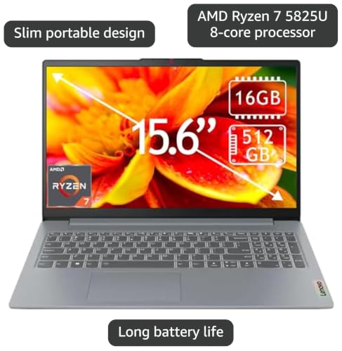 Image of Lenovo IdeaPad Slim 3 15.6 inch Full HD Touchscreen Laptop - AMD Ryzen 7 5825U, 16GB Memory, 512GB SSD, Arctic Grey