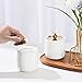 2 Pack Ceramic Qtip Holder Dispenser with Gold Lids, White Apothecary Jars Bathroom Vanity Organizer for Home Decor - Bathroom Canister for Cotton Swabs, Rounds, Balls, Makeup Sponges, Bath Salts