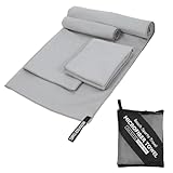 Juego de 3 Toallas de Microfibra, 1 Toalla Grande (180x60 cm) + 2 Toallas...