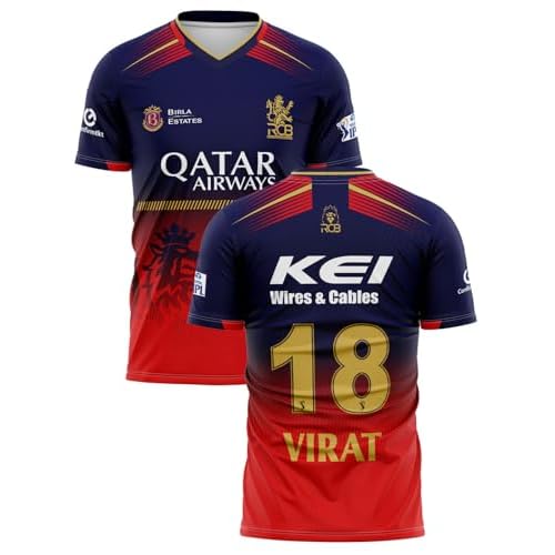 RockinRetailz VIRAT KOHLI BANGALOREE Cricket Jersey 2025/26 for (Kids & Mens) (XXL) Multicolour